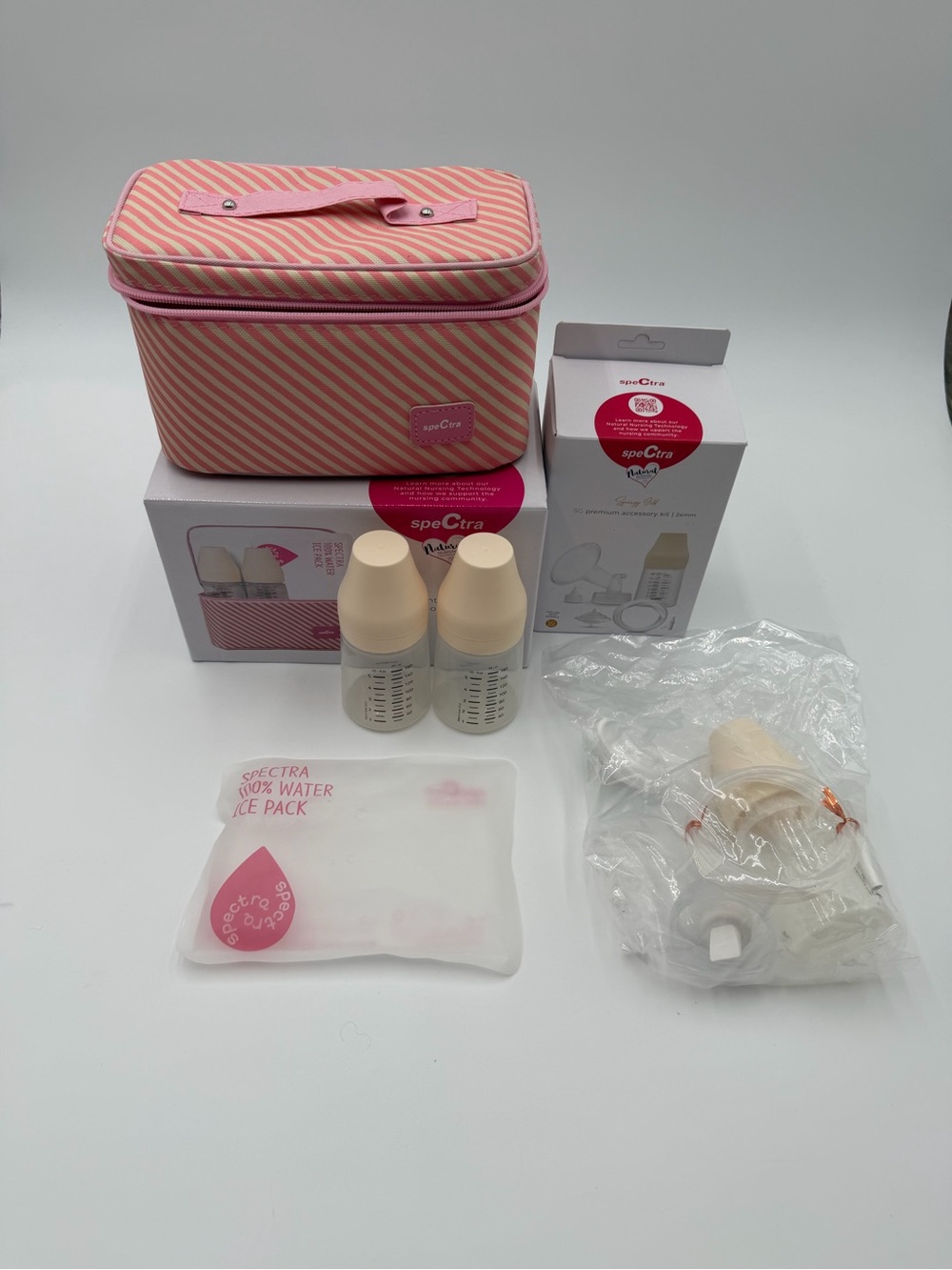 NIB Spectra Synergy Gold Premium Accessory Kit & Cooler Kit w/ Ice Pack 2 Bottle
